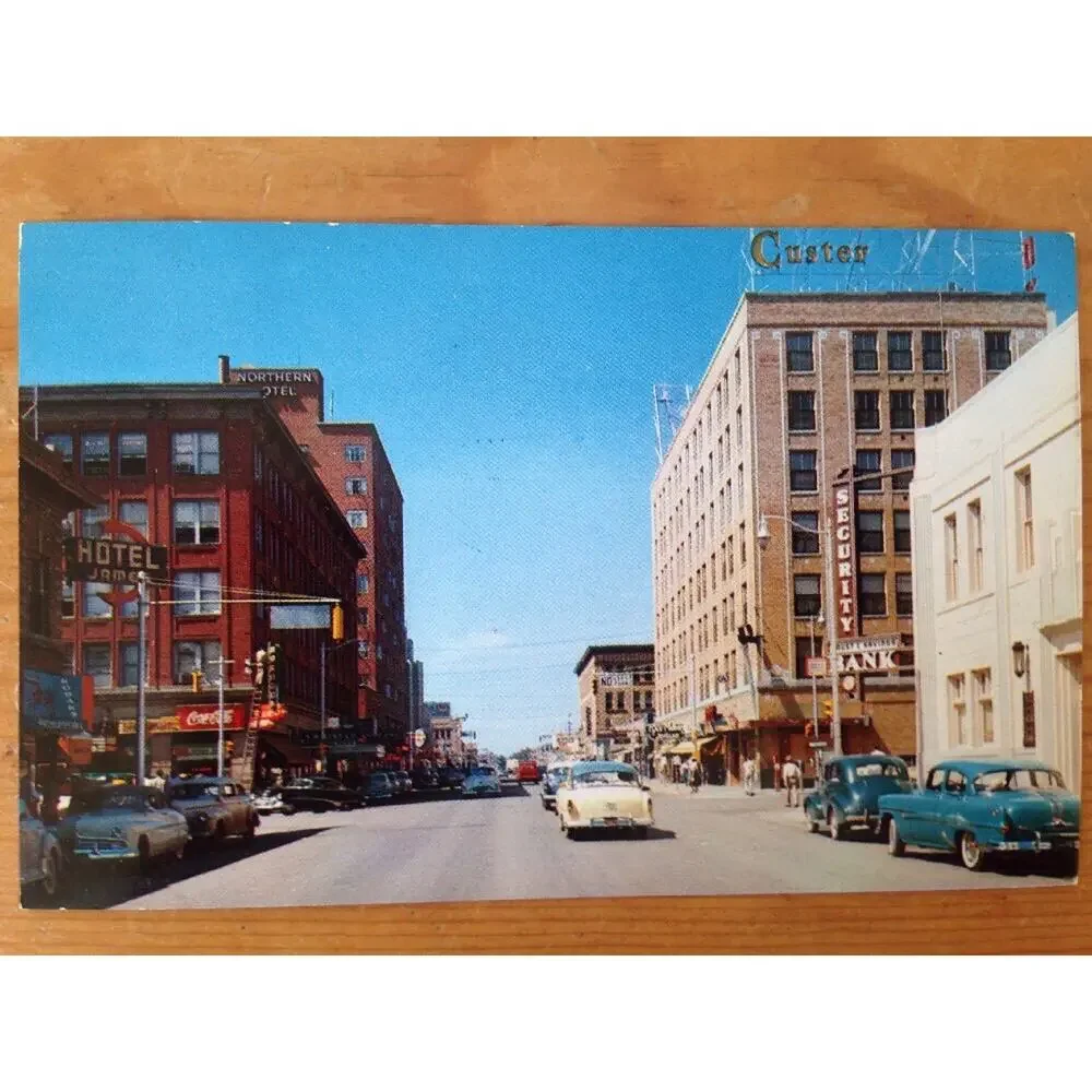 1955 Vintage Ellis Ektachrome First Ave North Billings MT Unposted Postcard